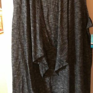 Long Black Plus Size Vest w/Ruffled Front